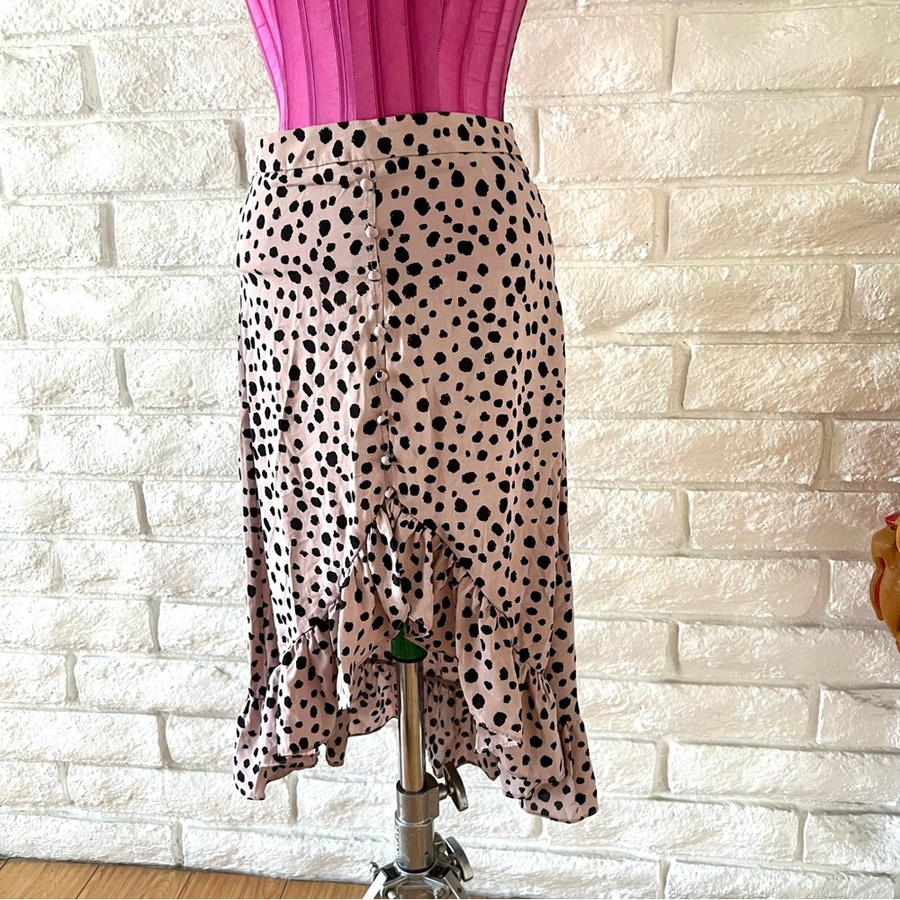 Nasty Gal Dusty Pink Dot Midi Skirt Size Small NWT
